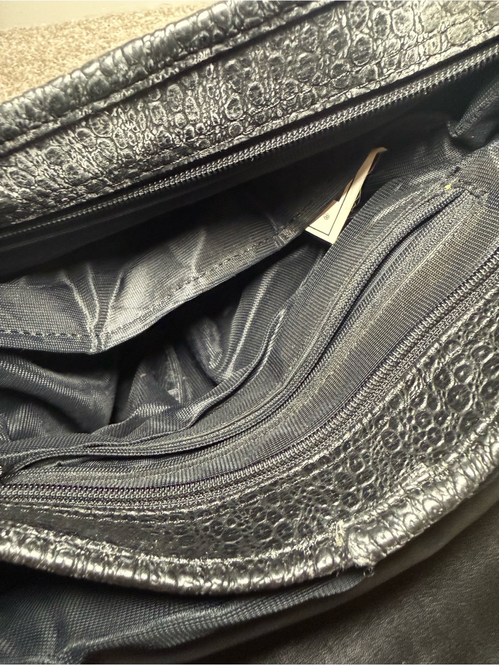 NAS Vintage Black Patchwork Leather Crossbody Bag with Red Accent(Made in Korea) - Picture 8 of 8